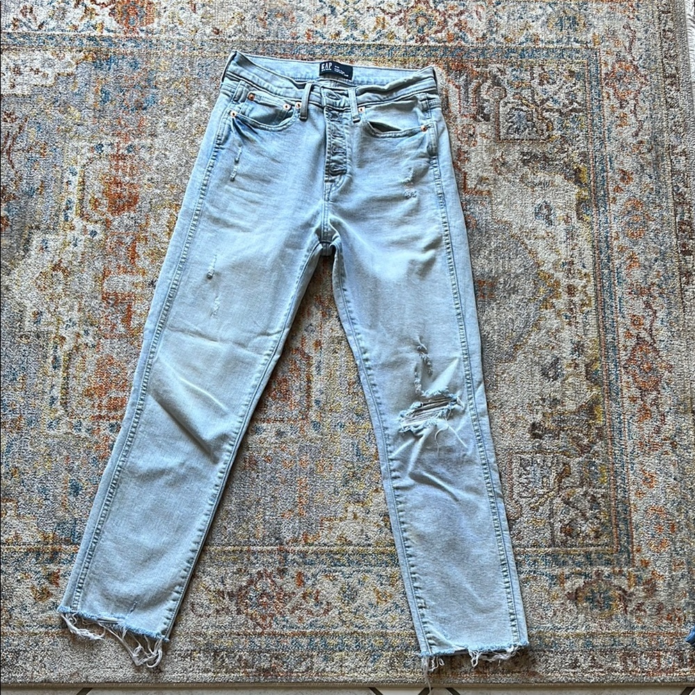 Women's Light Blue Distressed Jeans